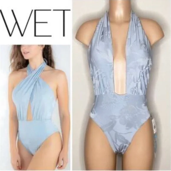 Wet Swimwear Luxe Yacht Carrie One Piece Swimsuit in Soft Blue